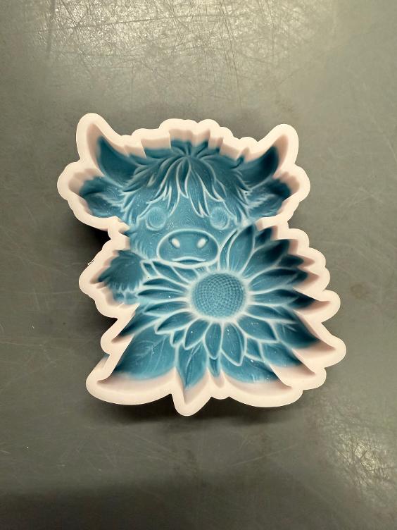 Highland Cow Sunflower 3D